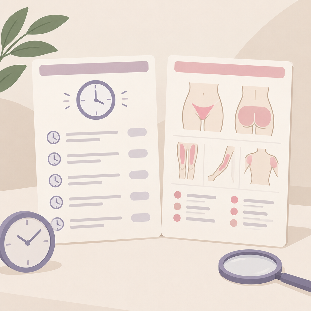 AI 생성 설명 이미지: 파주 브라질리언왁싱 도도라인왁싱 파주운정본점 | 메뉴의 시술 시간과 시술 범위 읽는 법