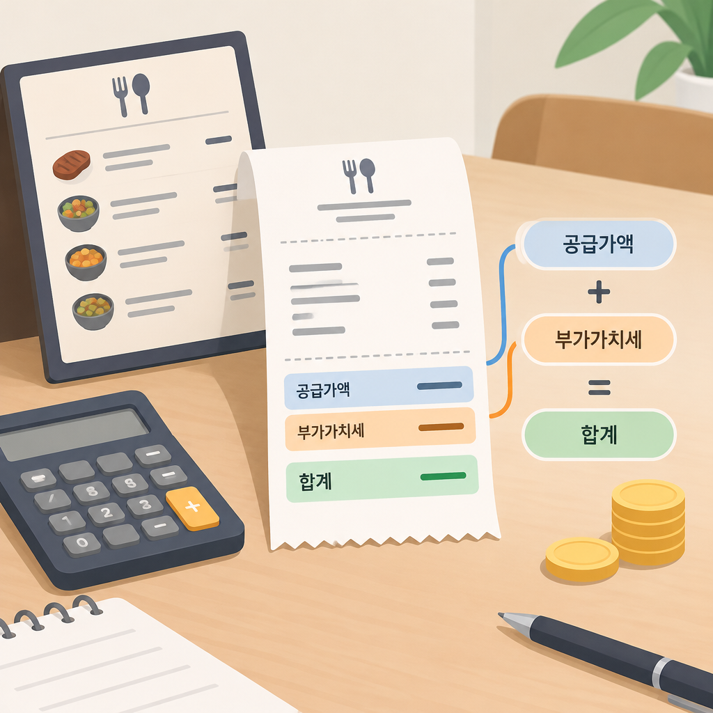 AI 생성 설명 이미지: 안산일동맛집 유니드정육식당 | 영수증의 공급가액과 부가가치세 읽는 법
